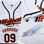 Maglia da baseball personalizzata nera-arancione autentica bianca Maglia da baseball personalizzata nera-arancione autentica bianca