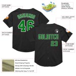 Maglia da baseball personalizzata Throwback, verde erba, bianca e nera, autentica Maglia da baseball personalizzata Throwback, verde erba, bianca e nera, autentica