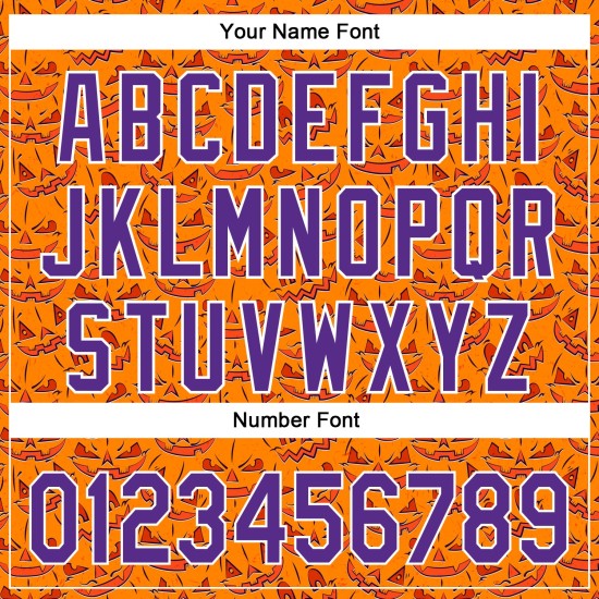 Maglia da baseball autentica viola-bianca personalizzata Halloween 3D Bay Orange
