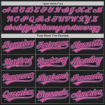 Maglia da baseball personalizzata autentica nera blu con strisce bianche e rosa chiaro Maglia da baseball personalizzata autentica nera blu con strisce bianche e rosa chiaro
