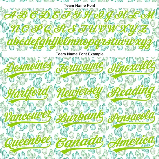 Maglia da baseball verde 3D bianca con design autentico e motivo personalizzato, motivo neon cactus. Maglia da baseball verde 3D bianca con design autentico e motivo personalizzato, motivo neon cactus.