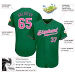 Maglia da baseball autentica verde personalizzata Kelly rosa-bianca Maglia da baseball autentica verde personalizzata Kelly rosa-bianca