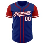 Maglia da baseball personalizzata Royal, due colori, bianco e rosso, autentica Maglia da baseball personalizzata Royal, due colori, bianco e rosso, autentica