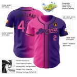 Maglia da baseball autentica sfumata personalizzata viola rosa-nera moda Maglia da baseball autentica sfumata personalizzata viola rosa-nera moda