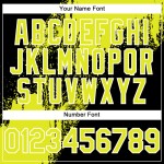 Maglia astratta neon nera e bianca da baseball con motivo giallo, design 3D, autentico, pennellato personalizzato Maglia astratta neon nera e bianca da baseball con motivo giallo, design 3D, autentico, pennellato personalizzato