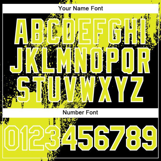 Maglia astratta neon nera e bianca da baseball con motivo giallo, design 3D, autentico, pennellato personalizzato Maglia astratta neon nera e bianca da baseball con motivo giallo, design 3D, autentico, pennellato personalizzato