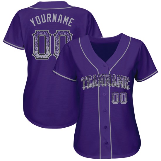 Maglia da baseball autentica Drift grigio-nero viola moda personalizzata Maglia da baseball autentica Drift grigio-nero viola moda personalizzata
