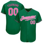 Maglia da baseball autentica verde personalizzata Kelly rosa-bianca Maglia da baseball autentica verde personalizzata Kelly rosa-bianca