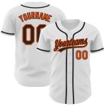 Maglia da baseball personalizzata nera-arancione autentica bianca Maglia da baseball personalizzata nera-arancione autentica bianca