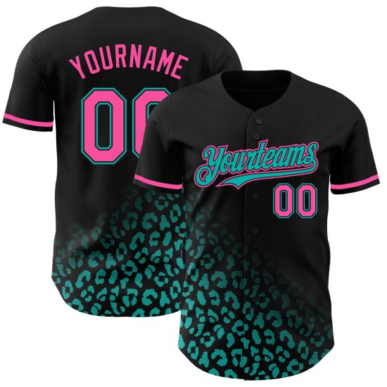 Maglia da baseball con stampa 3D, modello alla moda, nera, autentica, rosa-acqua, leopardata, sfumata, design personalizzato Maglia da baseball con stampa 3D, modello alla moda, nera, autentica, rosa-acqua, leopardata, sfumata, design personalizzato