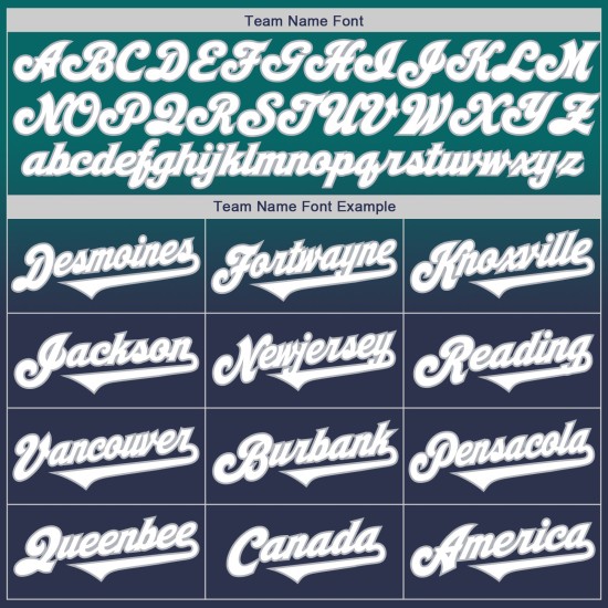 Maglia da baseball personalizzata autentica, blu navy-grigio, sfumata, verde acqua Maglia da baseball personalizzata autentica, blu navy-grigio, sfumata, verde acqua