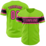 Maglia da baseball autentica al neon personalizzata rosa-nera verde Maglia da baseball autentica al neon personalizzata rosa-nera verde