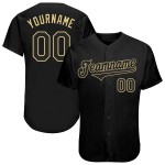 Maglia da baseball personalizzata nera autentica di Vegas, colore oro Maglia da baseball personalizzata nera autentica di Vegas, colore oro
