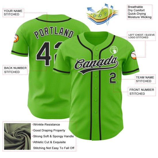 Maglia da baseball nera e bianca autentica Aurora Custom Green Maglia da baseball nera e bianca autentica Aurora Custom Green