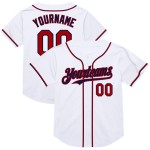 Maglia da baseball personalizzata bianca autentica retrò in maglia rossa e blu navy Maglia da baseball personalizzata bianca autentica retrò in maglia rossa e blu navy