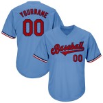 Maglia da baseball personalizzata a coste azzurra, rossa e blu navy, stile retrò Maglia da baseball personalizzata a coste azzurra, rossa e blu navy, stile retrò