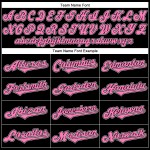 Maglietta da baseball rosa-bianca personalizzata autentica in maglia a coste nera retrò Maglietta da baseball rosa-bianca personalizzata autentica in maglia a coste nera retrò