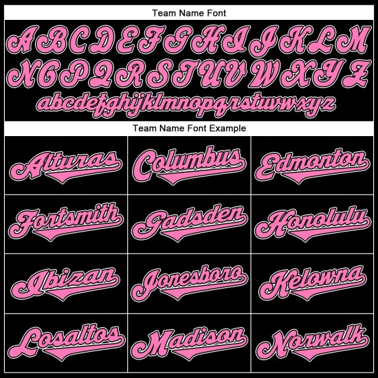 Maglietta da baseball rosa-bianca personalizzata autentica in maglia a coste nera retrò Maglietta da baseball rosa-bianca personalizzata autentica in maglia a coste nera retrò