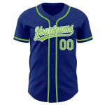 Maglia da baseball personalizzata Neon Autentica Verde Royal-Bianco Maglia da baseball personalizzata Neon Autentica Verde Royal-Bianco