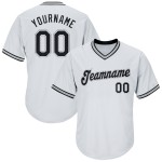 Maglia da baseball personalizzata autentica, a coste, bianca, nera e grigia Maglia da baseball personalizzata autentica, a coste, bianca, nera e grigia